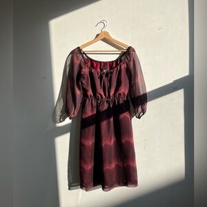 Vintage 90s Anna Sui Made in USA Burgundy Plum Red babydoll dress Medium Size 8